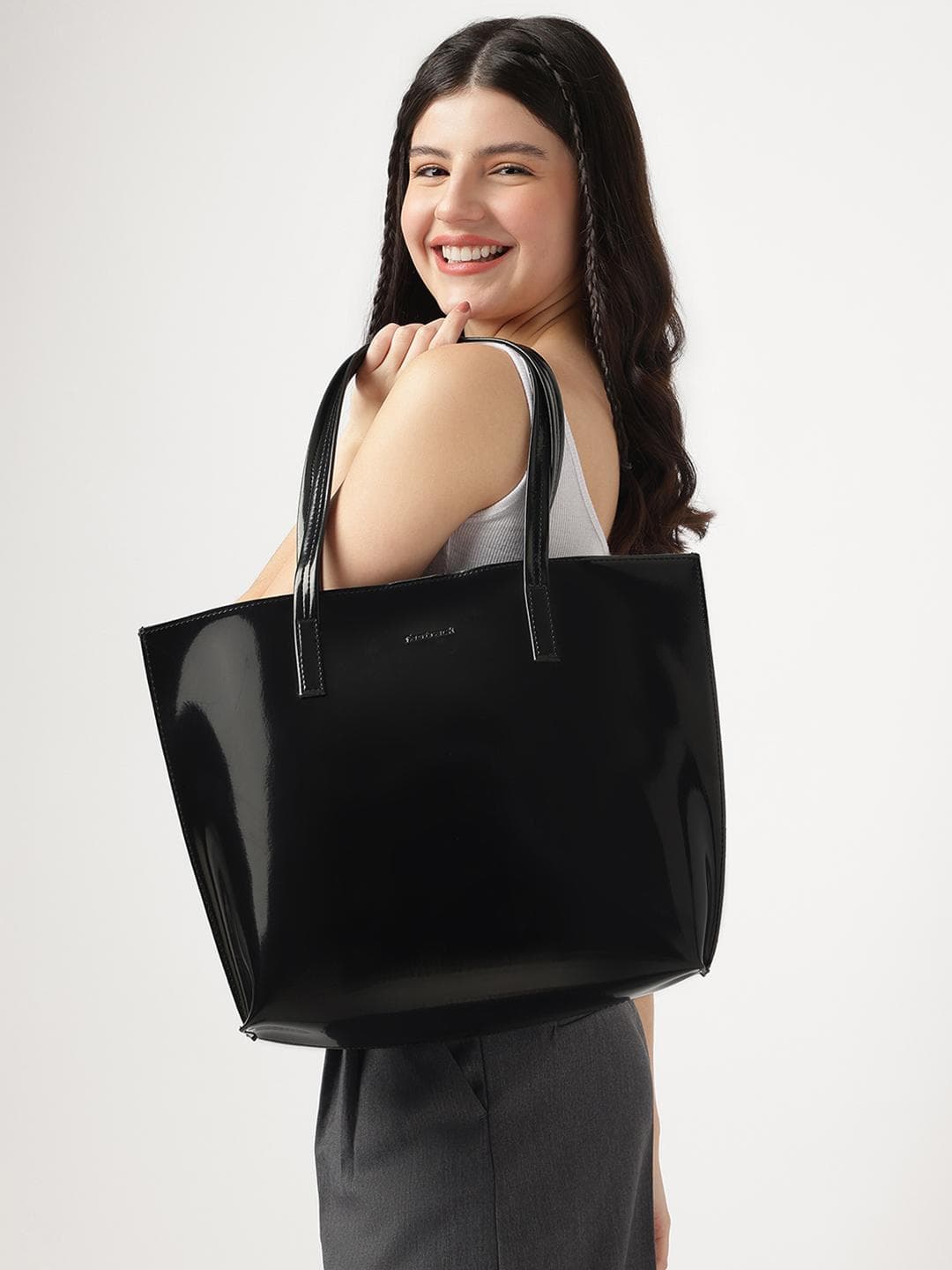 Buy Fastrack Women Patent Party Tote Bag Fits Upto 14