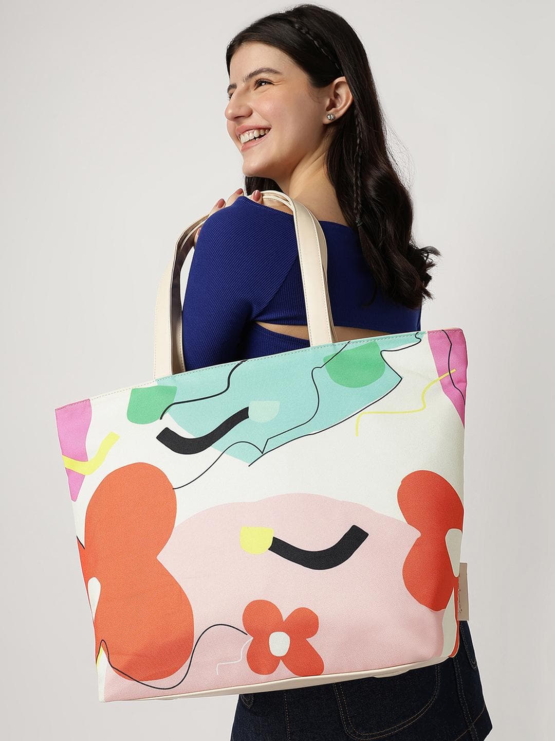 Buy Fastrack Women Floral Printed Large Tote Bag Fits Upto 15