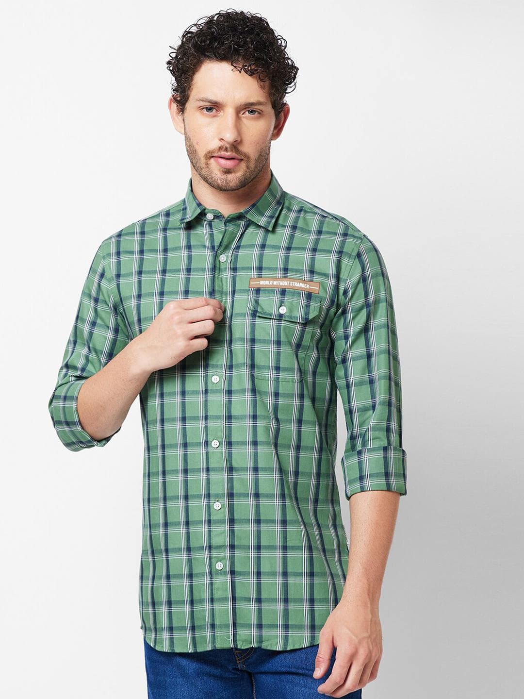 GIORDANO Slim Fit Tartan Checked Pure Cotton Casual Shirt