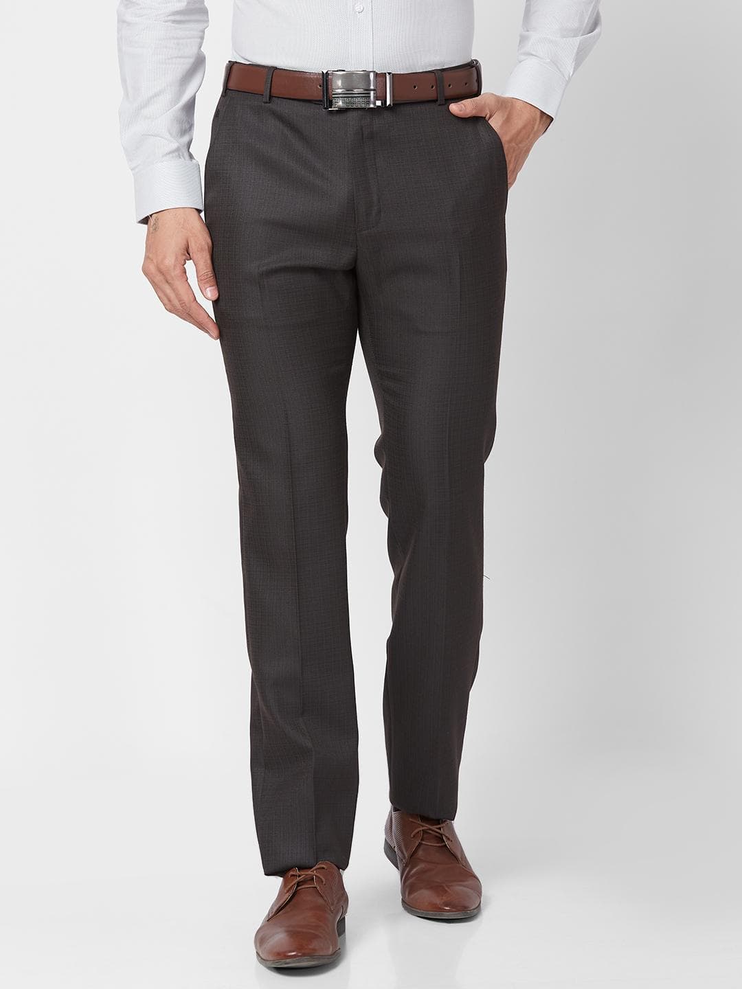 Raymond Men Textured Slim Fit Formal Trousers