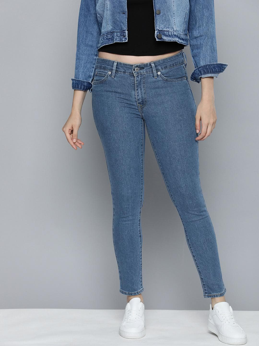 Levis Women's 711 Blue Skinny Fit Mid Rise Jeans