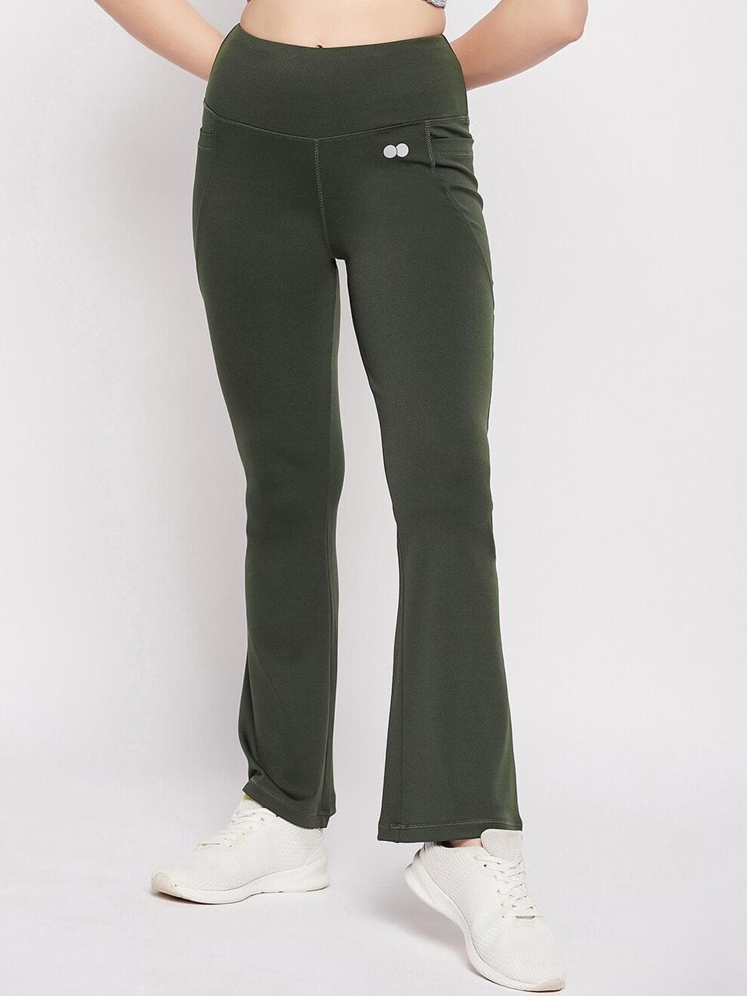 Clovia Green Women Comfort Fit Flared Yoga Pants