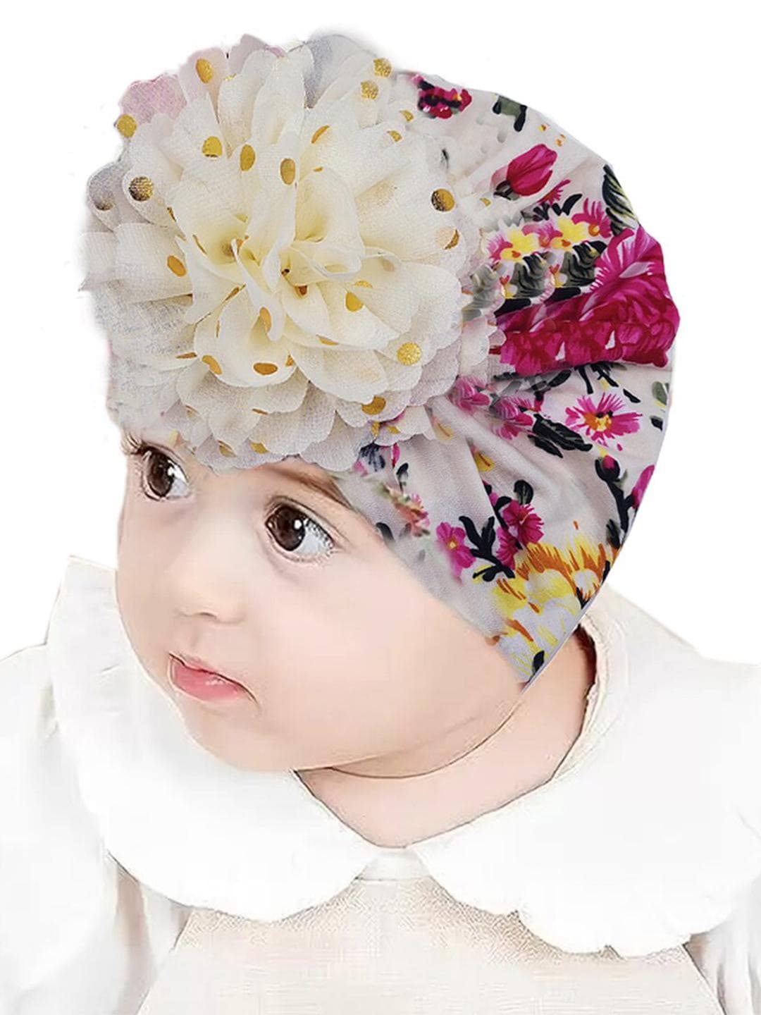 Babymoon Kids Floral printed Bow Beanie