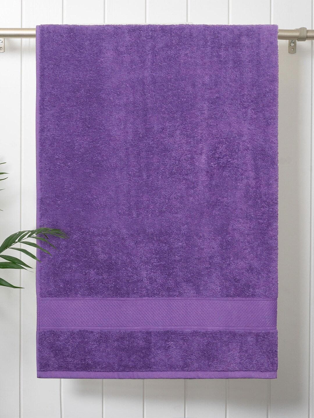 Buy MYTRIDENT Purple Solid Pure Cotton 500GSM Super Soft Adult Regular Bath Towel 28x55In - - Home for Unisex