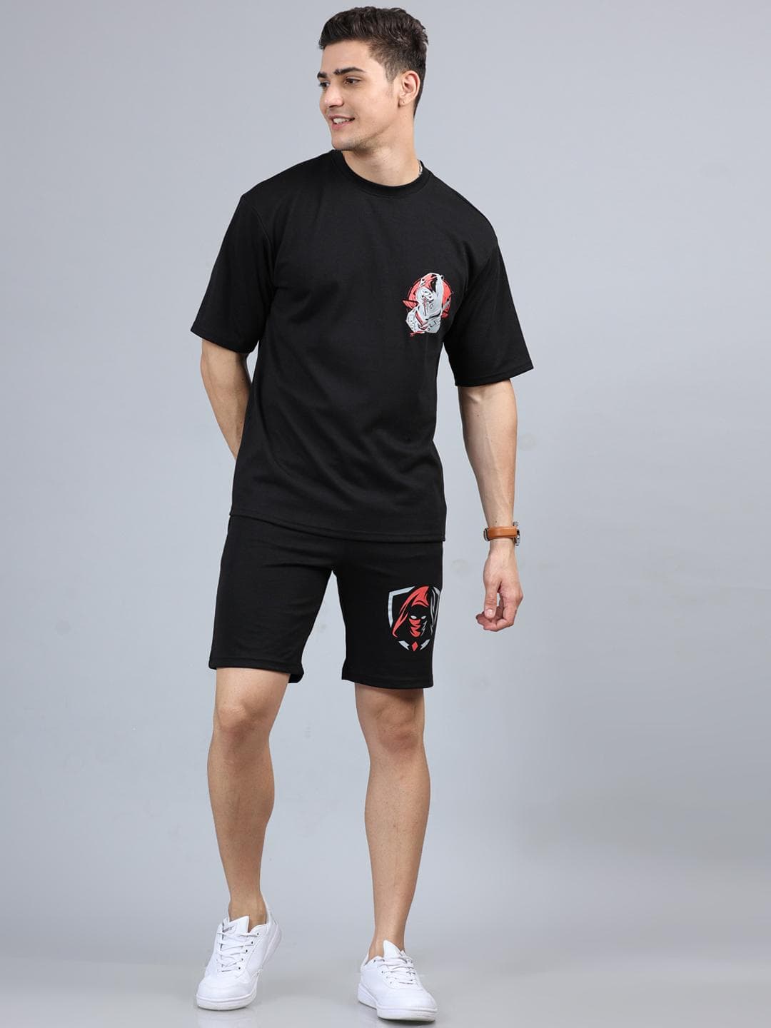 Buy Bushirt Star Warrior Printed Oversized Pure Cotton T Shirt With Shorts - - Apparel for Men