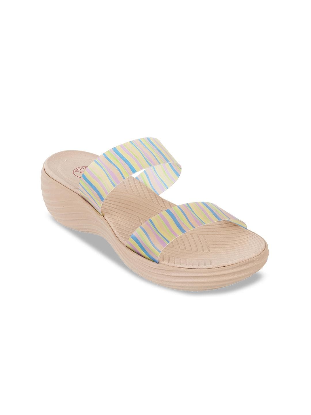 Mochi Striped Open Toe Comfort Heels