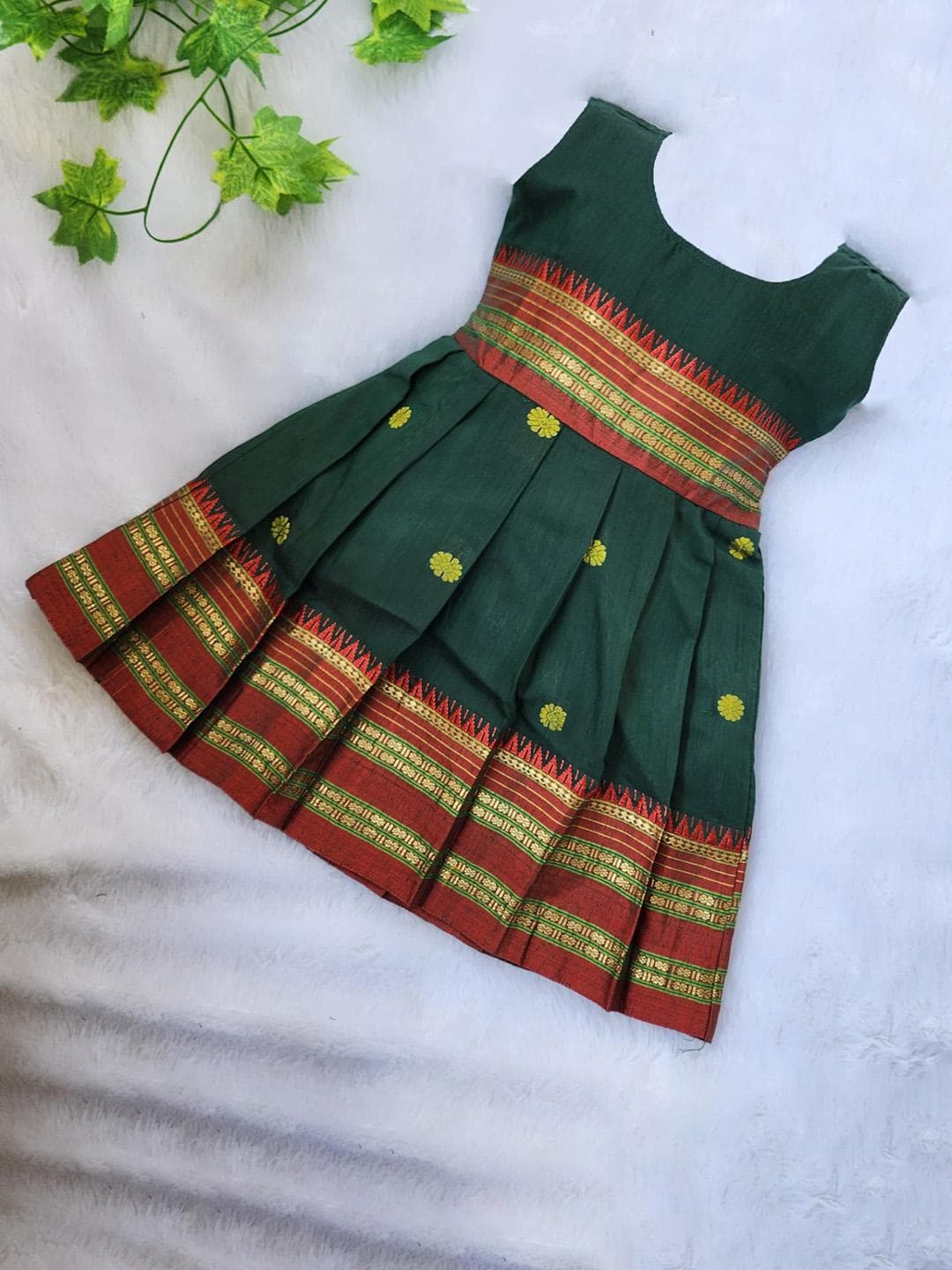 Buy BAESD Girls Floral Self Design Cotton Pleated Fit & Flared Maxi Ethnic Dresses - - Apparel for Girls