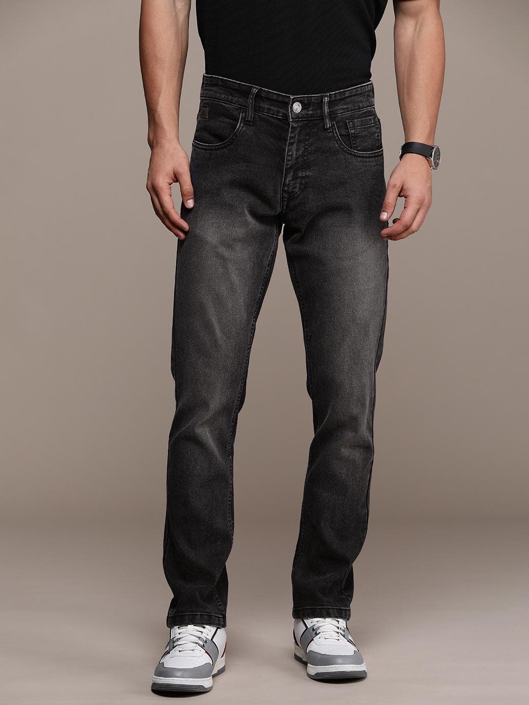 WROGN Men Mid Rise Heavy Fade Stretchable Jeans