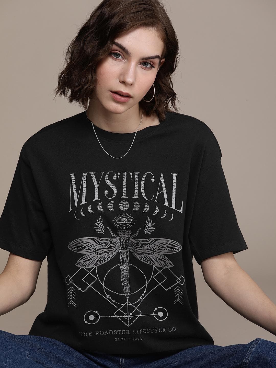 Roadster Printed Drop-Shoulder Sleeves Bio Finish T-shirt