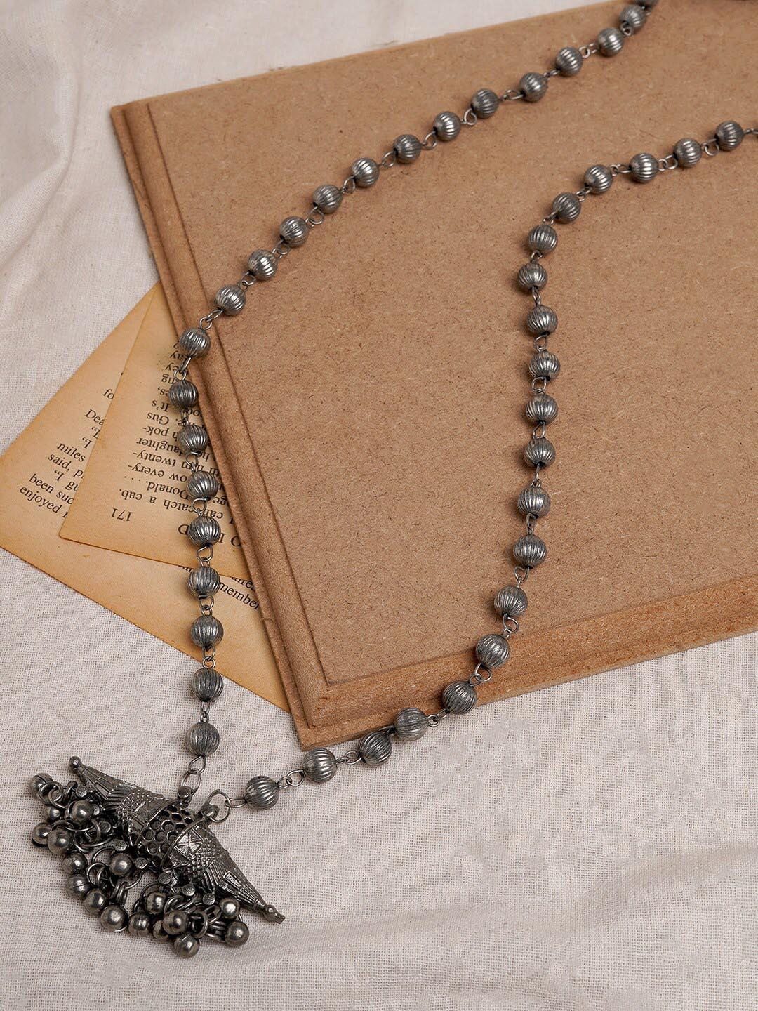Buy TEEJH Silver Plated Beaded Oxidised Necklace - - Accessories for Women