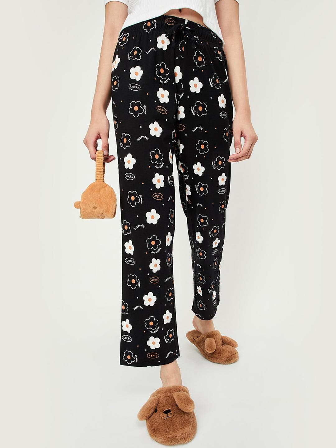 max Women Floral Printed Relaxed-Fit Straight-Leg Pure Cotton Lounge Pant