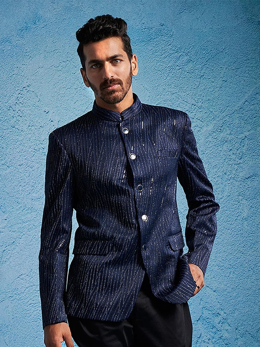 VASTRAMAY Embellished Slim Fit Bandhagala Jodhpuri Blazer