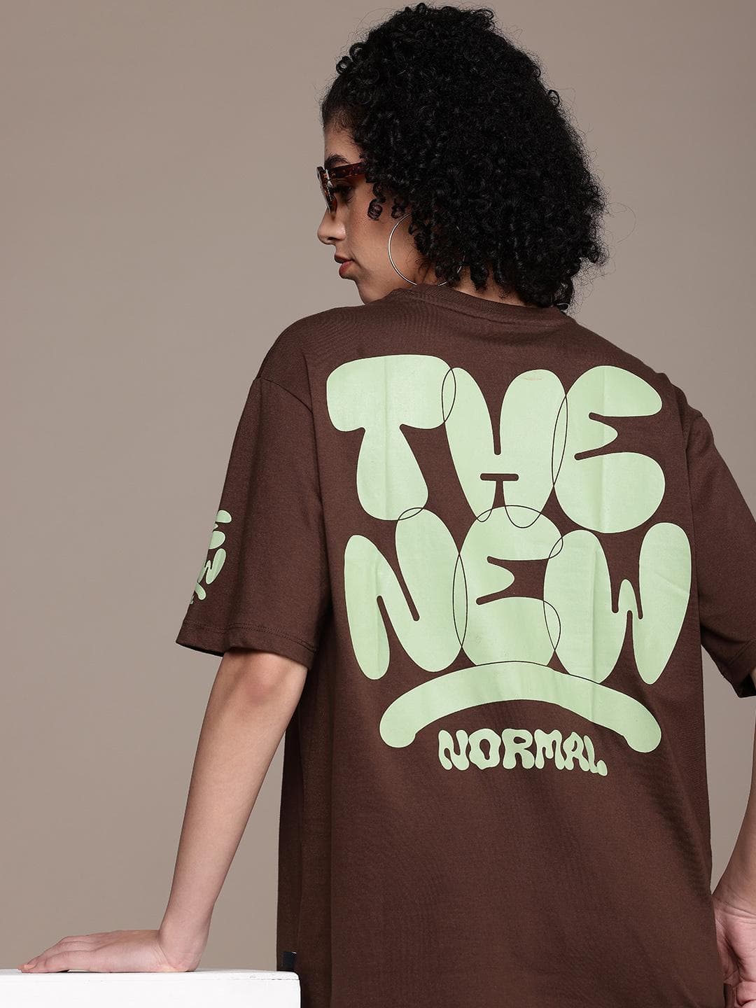 Roadster Typography Printed Oversized Drop-Shoulder Sleeves T-shirt