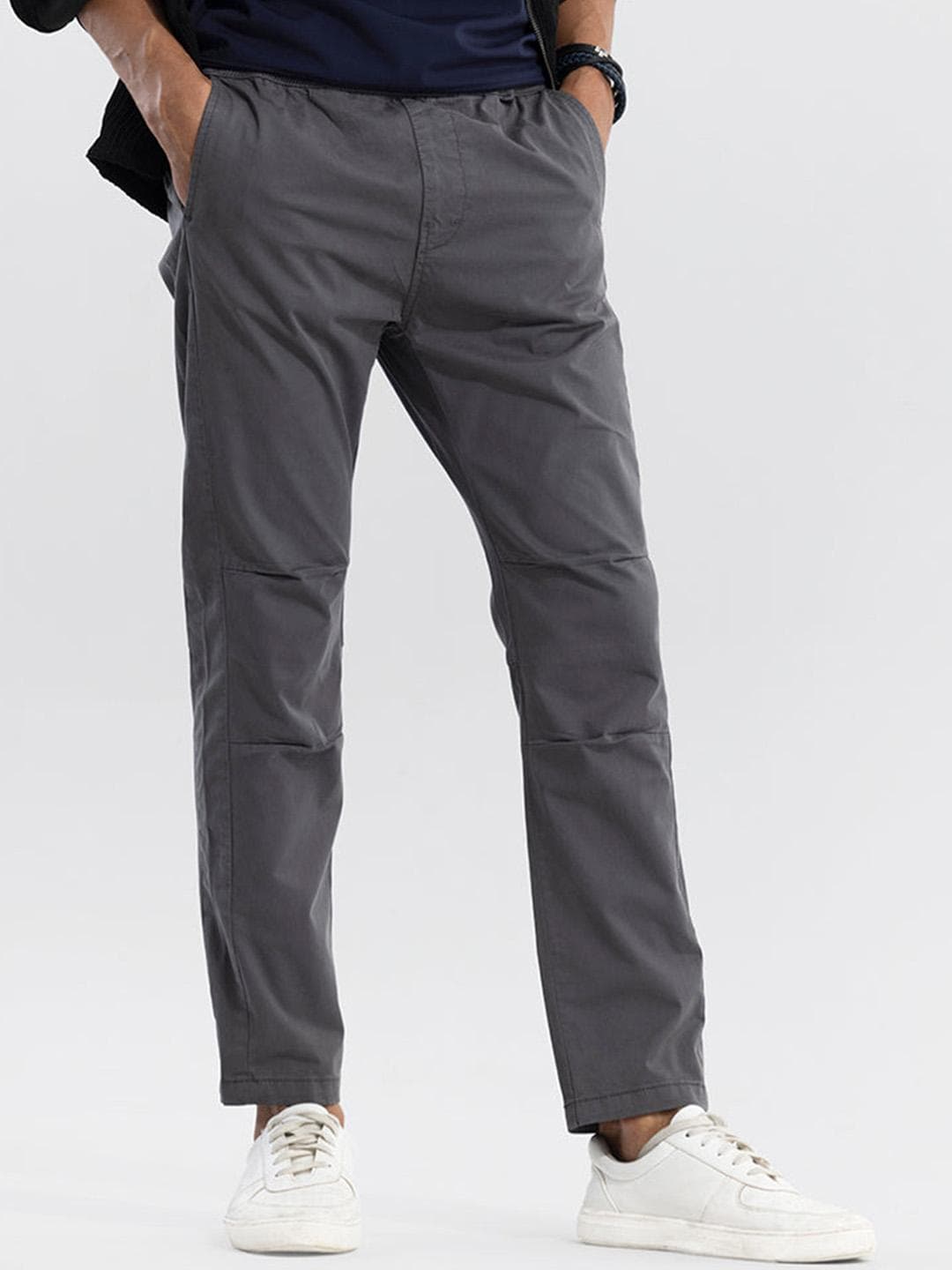 Snitch Men Grey Tapered Fit Regular Trousers