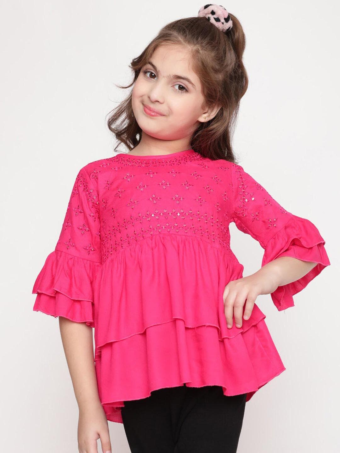 BAESD Ethnic Motifs Embroidered Sequinned Peplum Top
