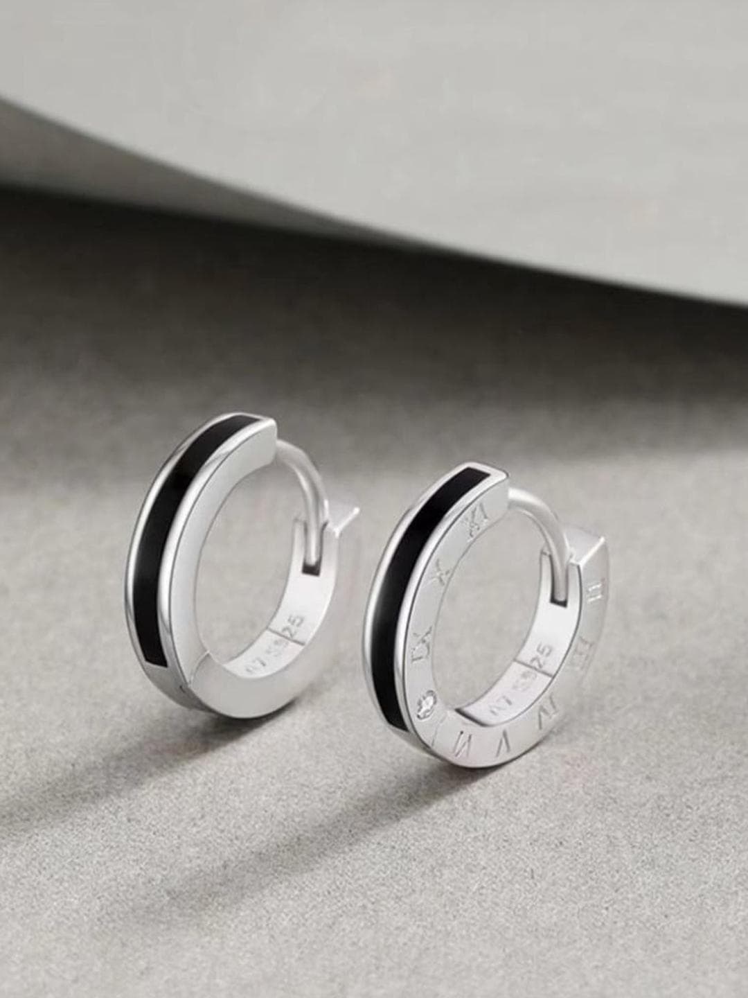 WROGN Men Silver Hoop Earrings