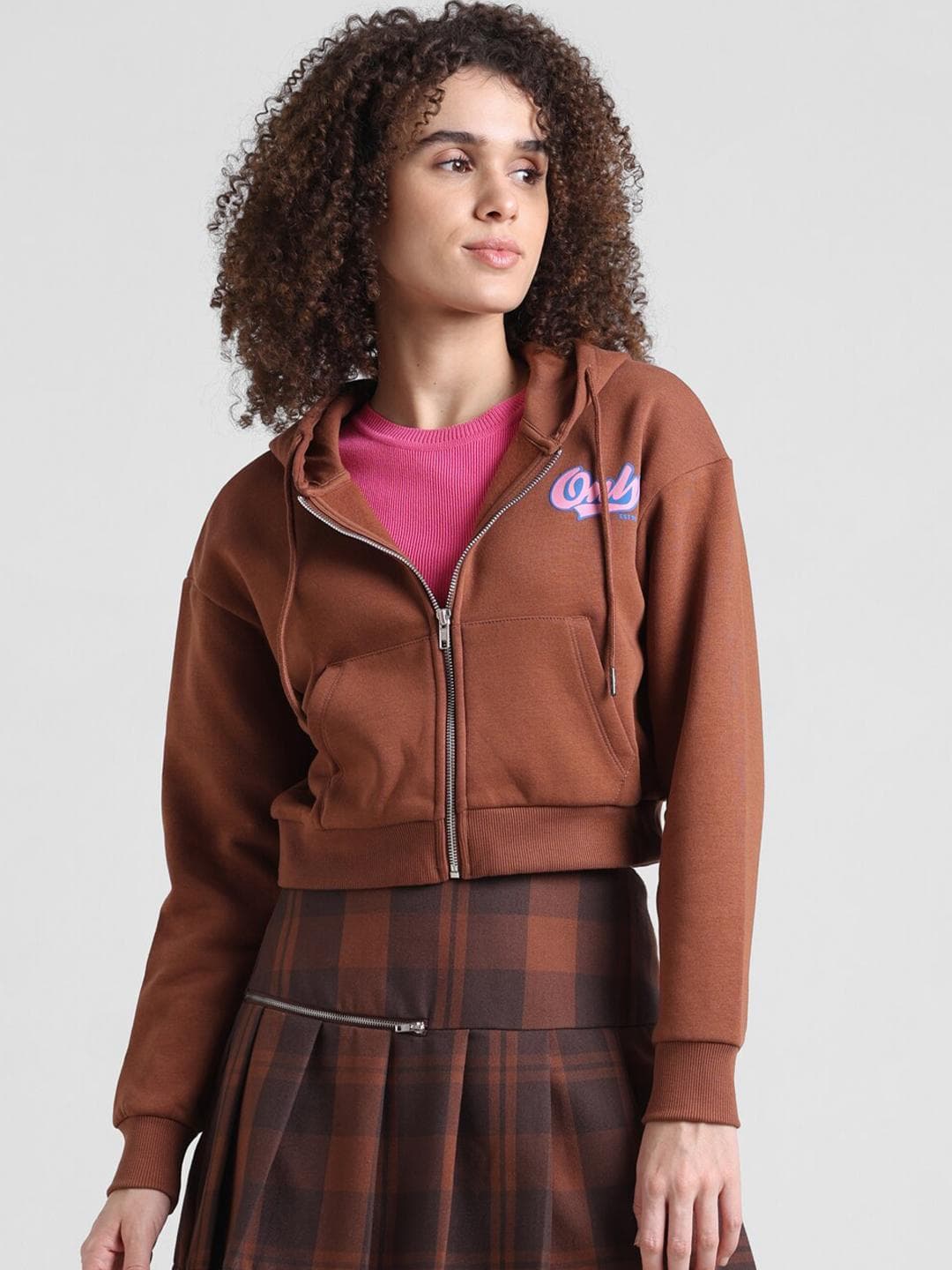ONLY Hooded Crop Front-Open Sweatshirt