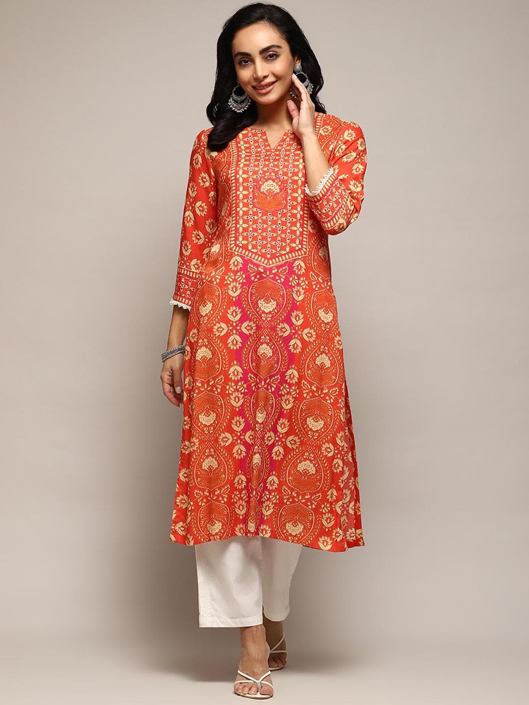 Biba Ethnic Motif Straight Kurta