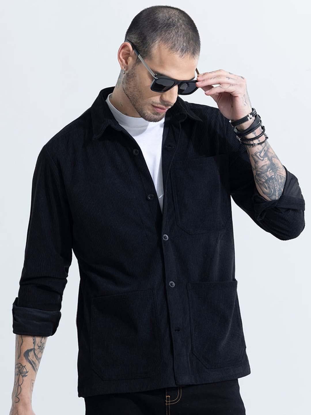 Snitch Classic Ribbed Relaxed Fit Casual Shirt