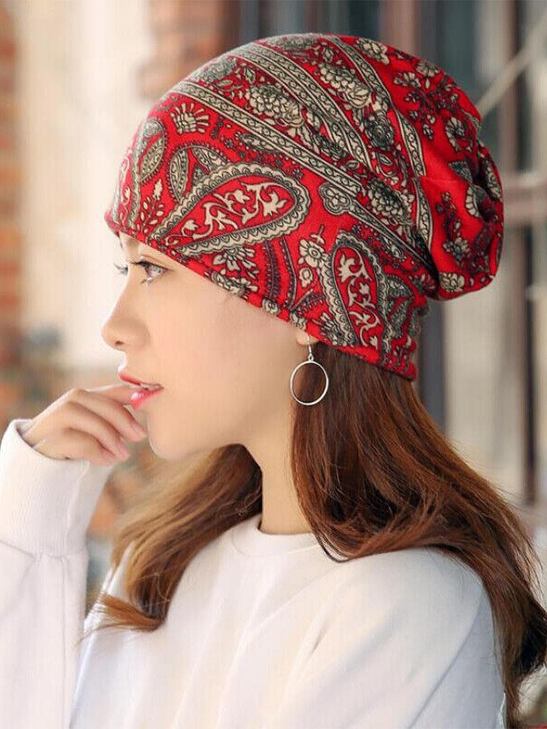 Alexvyan Women Ethnic Motifs Printed Cotton Beanie