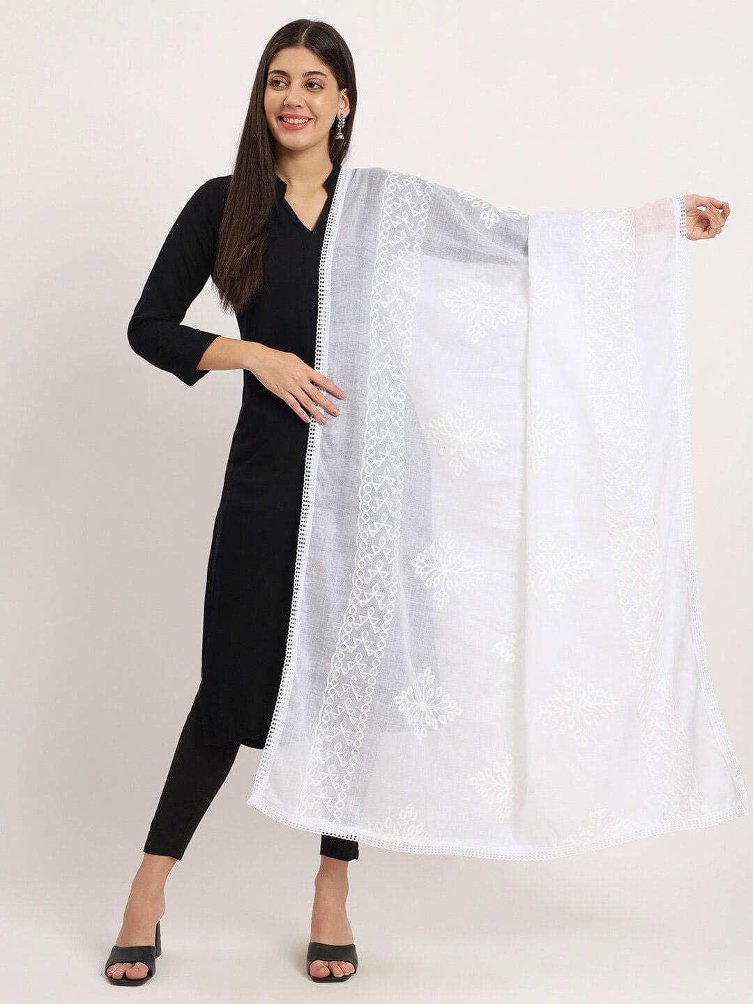 Zamour Floral Embroidered Cotton Dupatta
