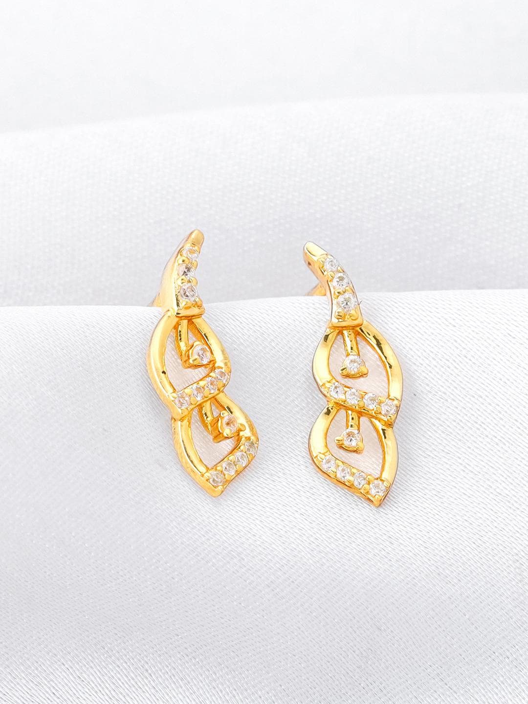 Buy GIVA Gold Plated Sterling Silver Contemporary Zircon Studded Stud Earrings - - Accessories for Women