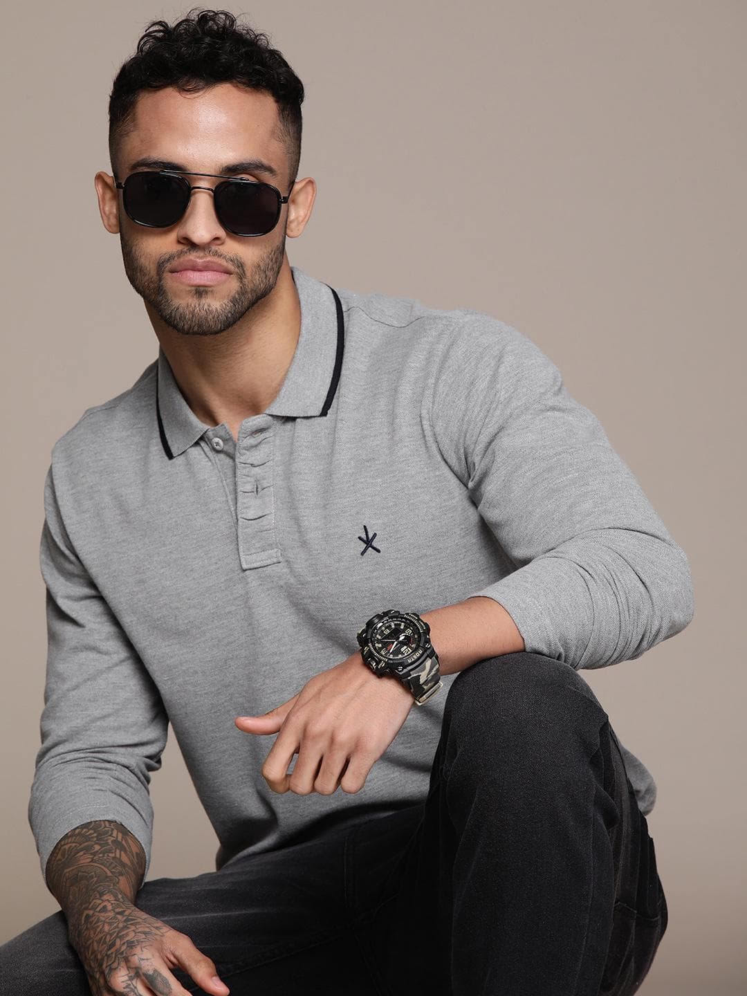 Roadster Men Polo Collar Cotton T-shirt