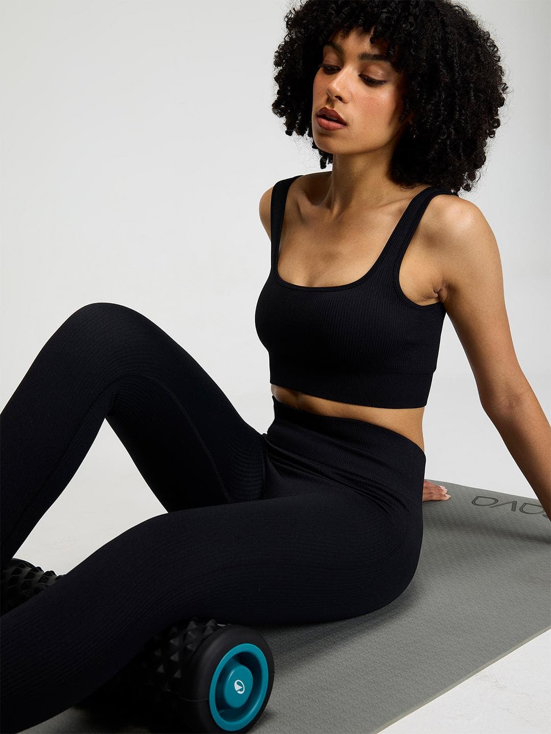 CAVA Raven Black Contoured Seamless Sports Bra