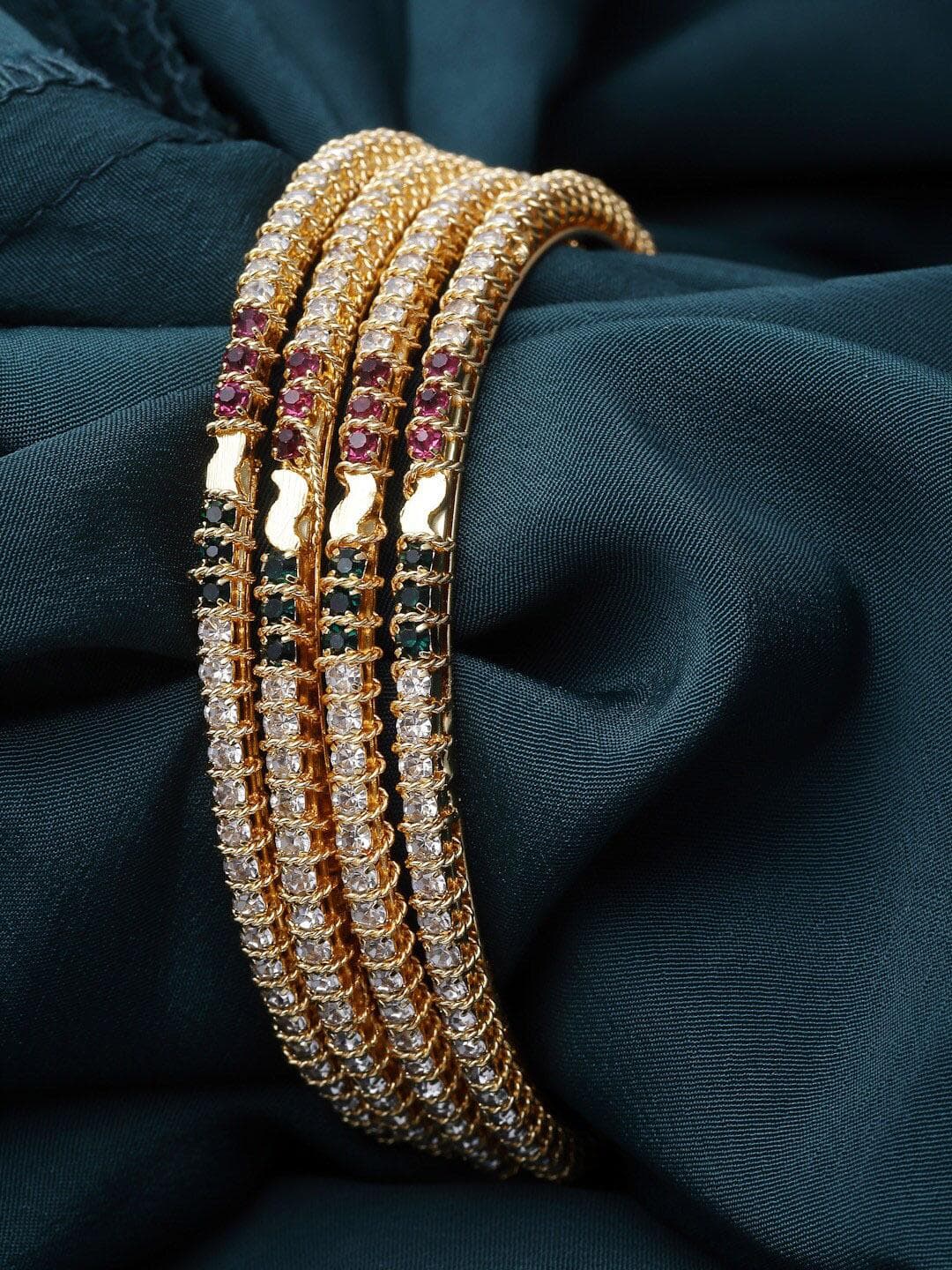 Buy Sukkhi Set Of 4 Gold Plated American Diamond Studded Bracelet Bangles - - Accessories for Women
