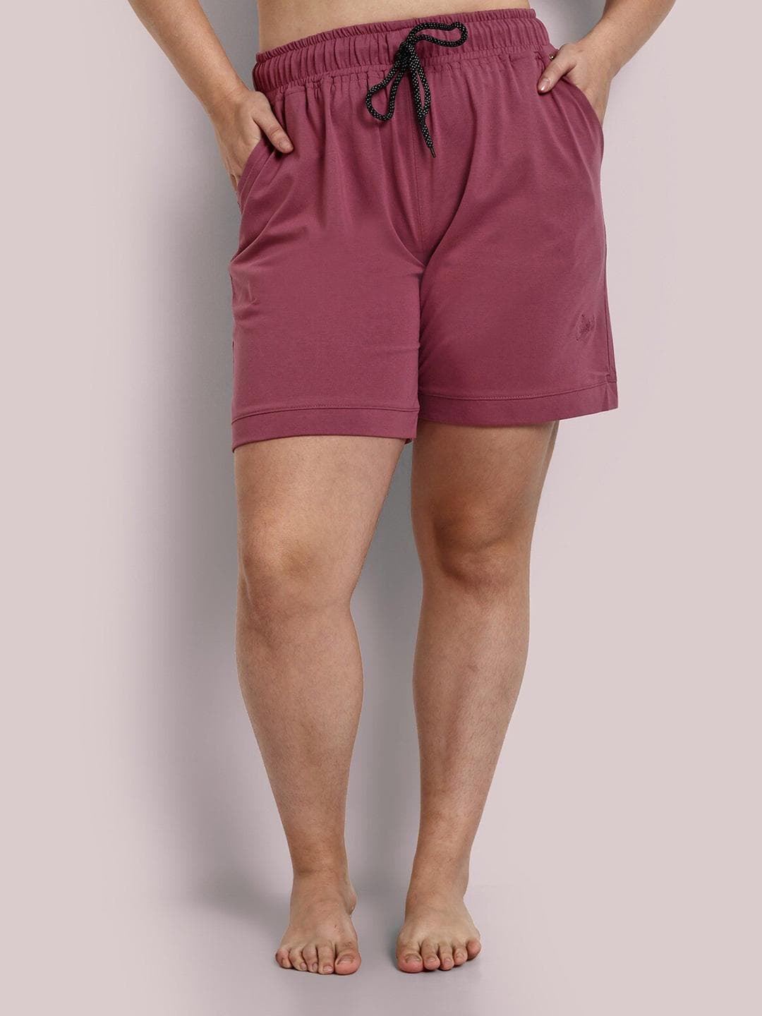 CUPID Women Plus size Mid-Rise Cotton Lounge Shorts