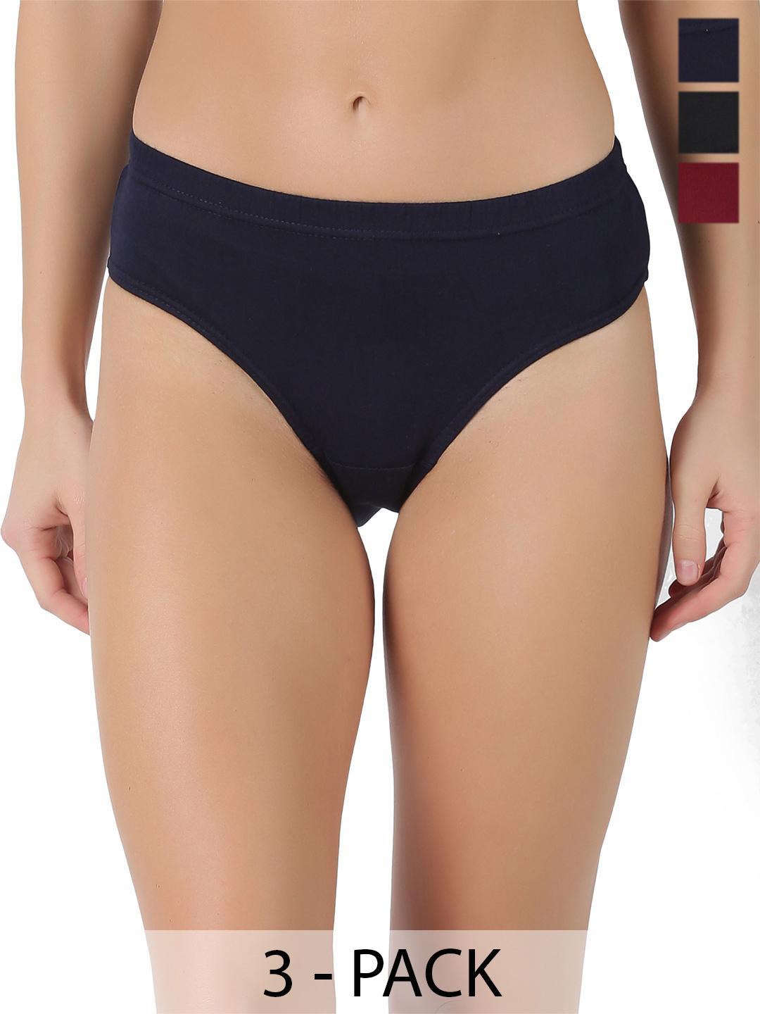 Buy Dollar Lehar Super Combed Cotton Women Solid Hipster Panty Pack Of 3 Assorted - - Apparel for Women