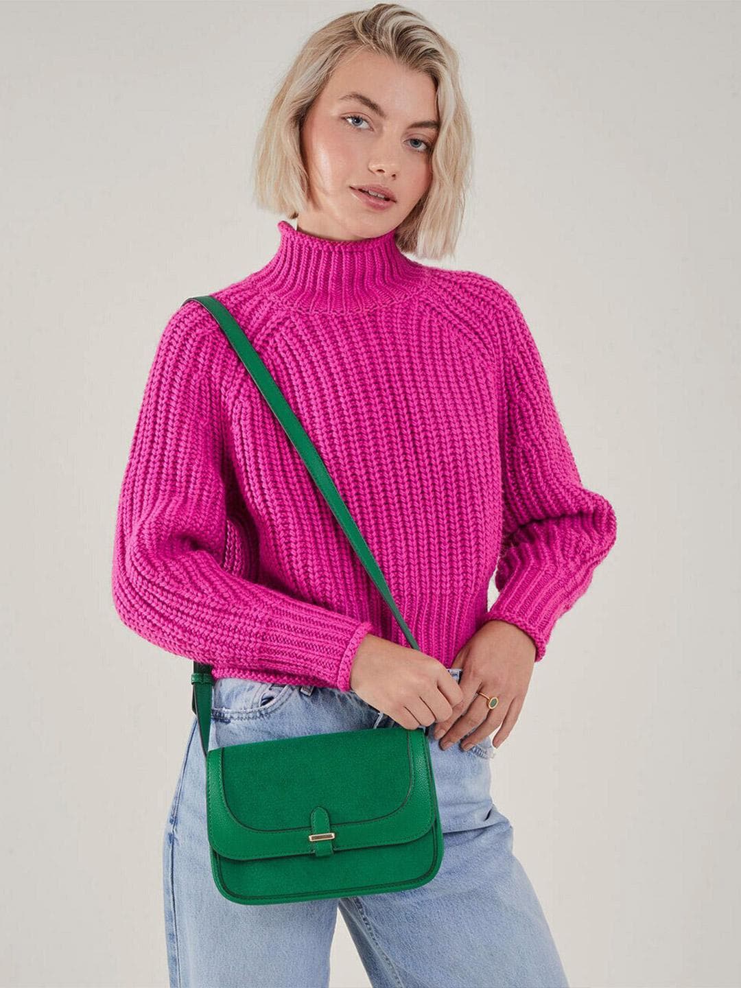 Accessorize Solid Non Detachable Satchel Bag