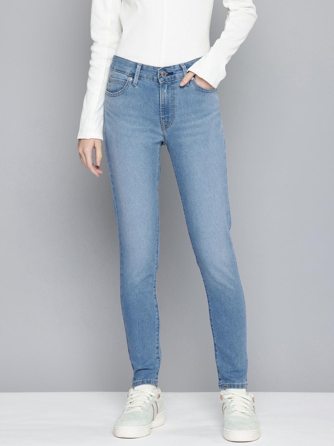 Levis Women's 711 Blue Skinny Fit Mid Rise Jeans
