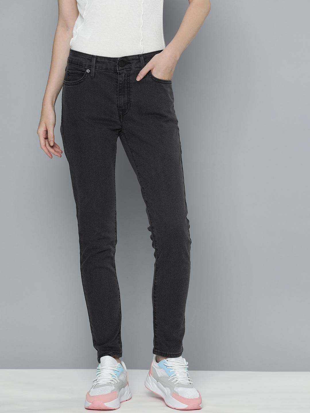 Levis Women's 711 Black Skinny Fit Mid Rise Jeans
