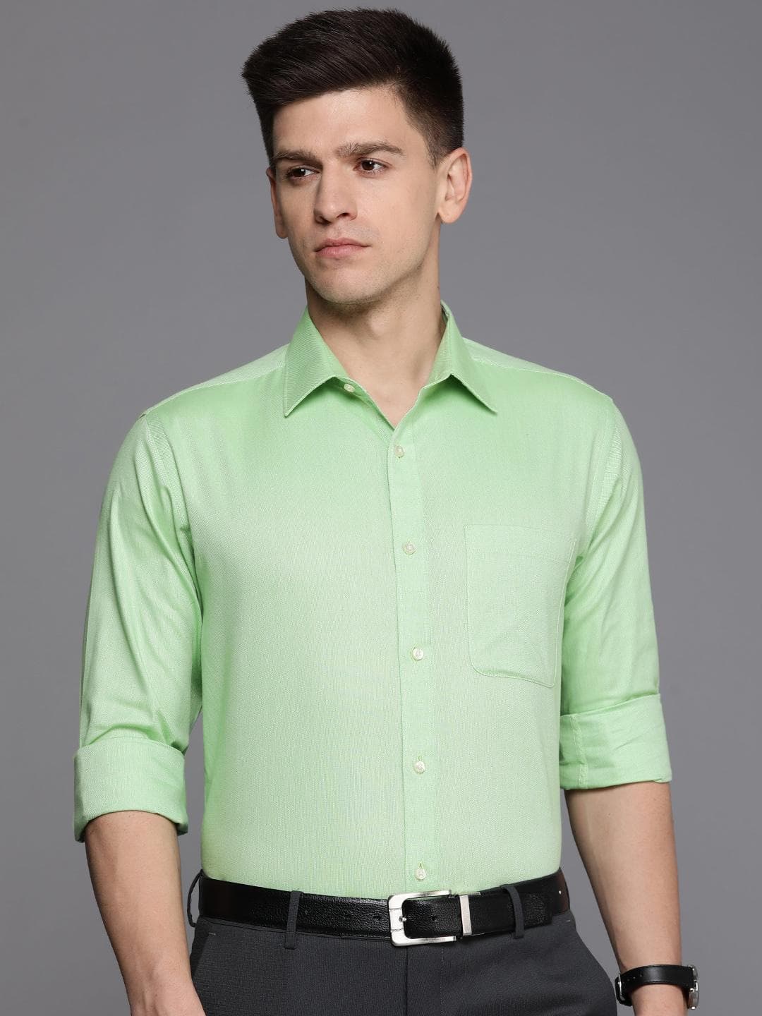 Raymond Self Design Slim Fit Pure Cotton Formal Shirt
