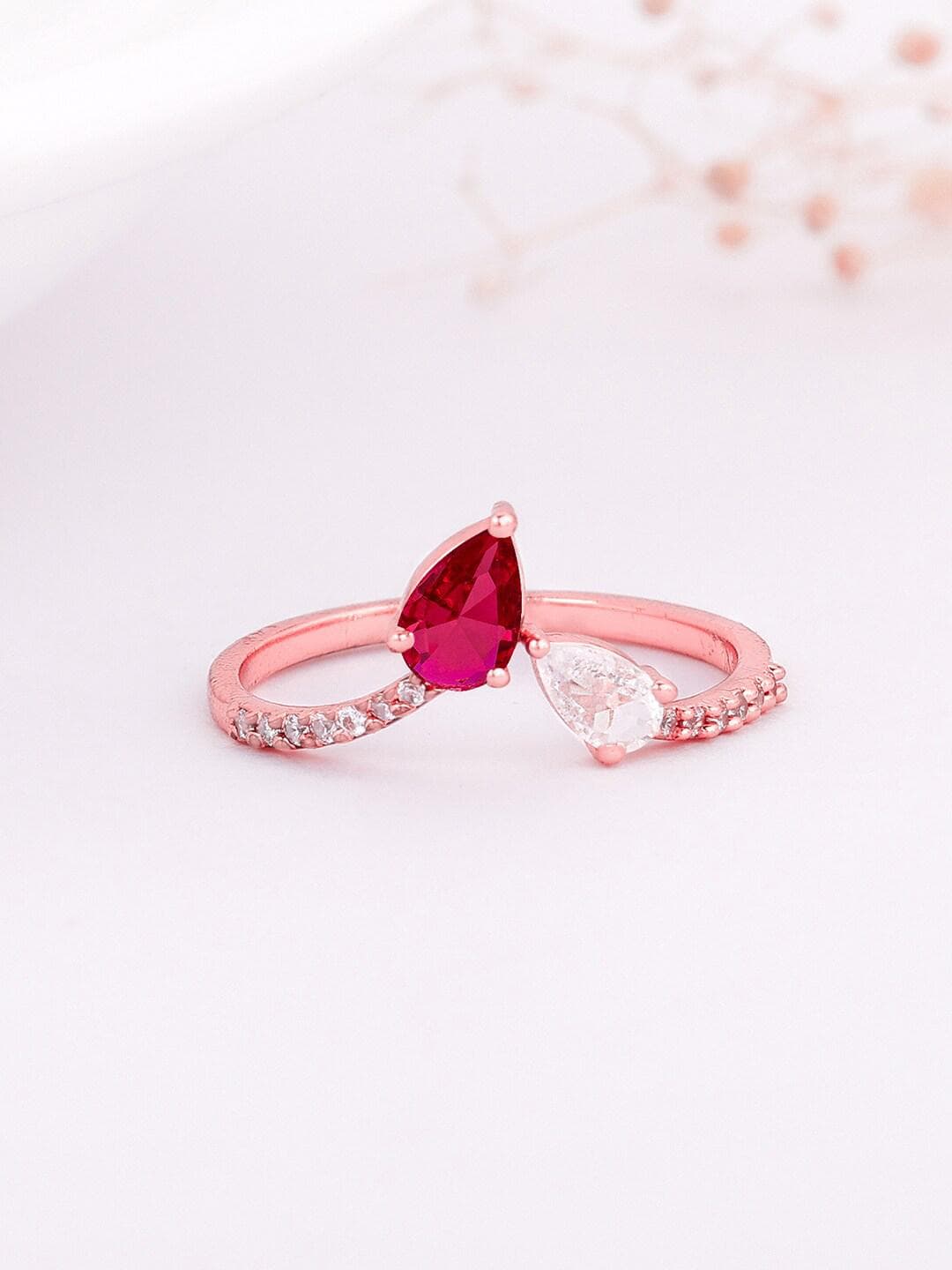 Buy GIVA 925 Sterling Silver Rose Gold Plated Stone Studded Adjustable Finger Ring - - Accessories for Women