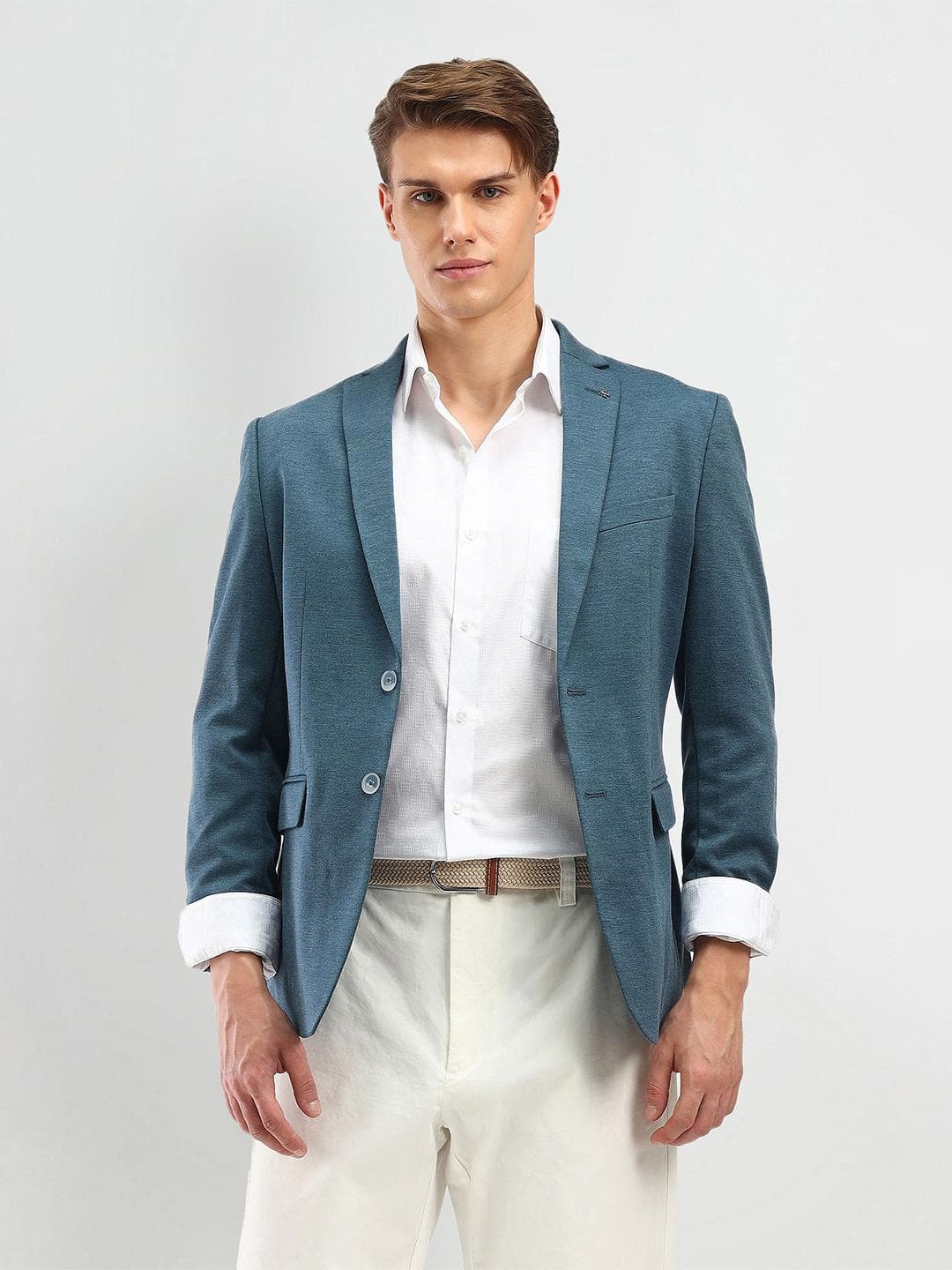 Arrow Self Design Notched Lapel Long Sleeves Slim-Fit Single Breasted Blazer