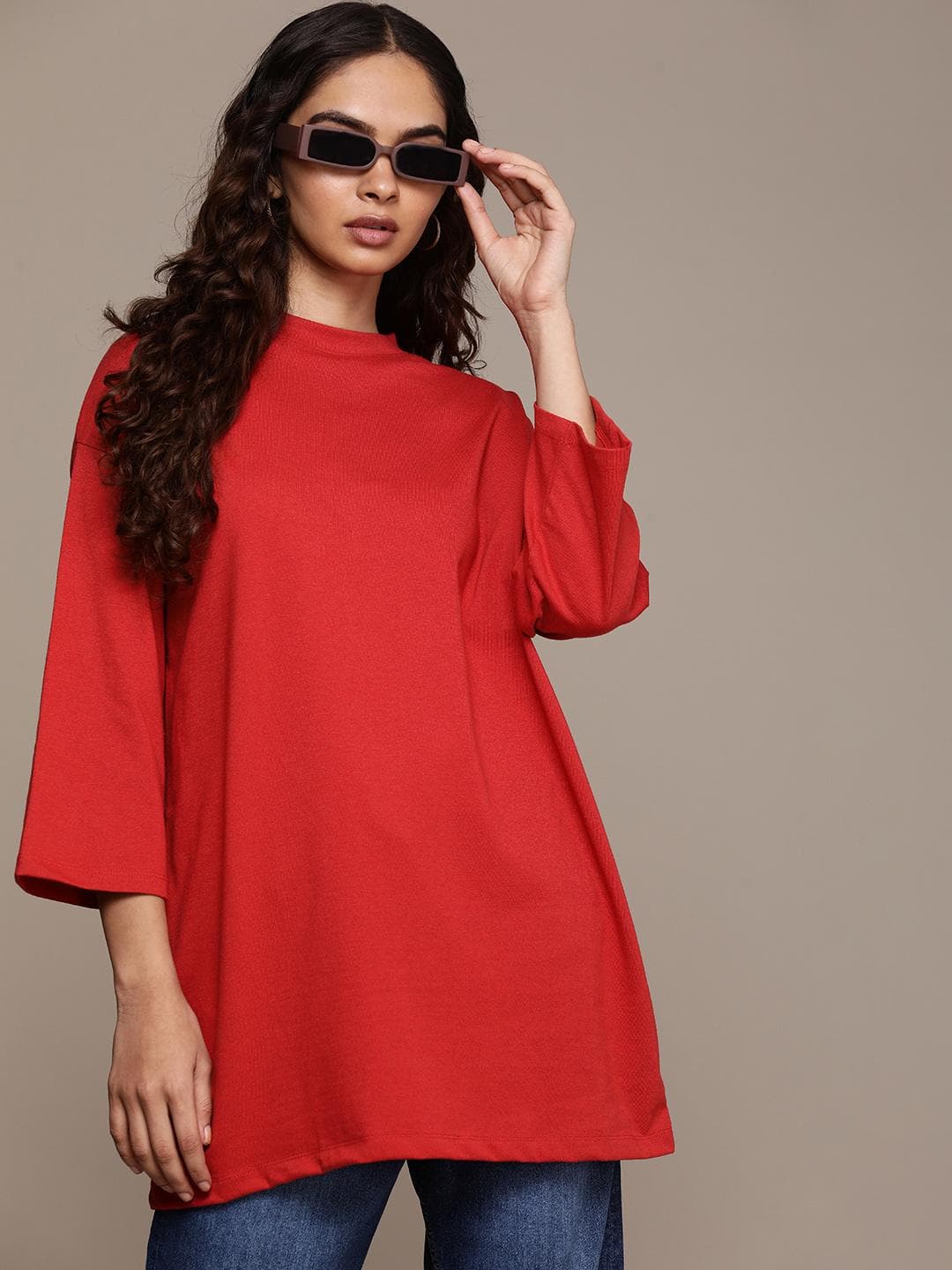 The Roadster Life Co. Drop-Shoulder Sleeves Longline Oversized T-shirt