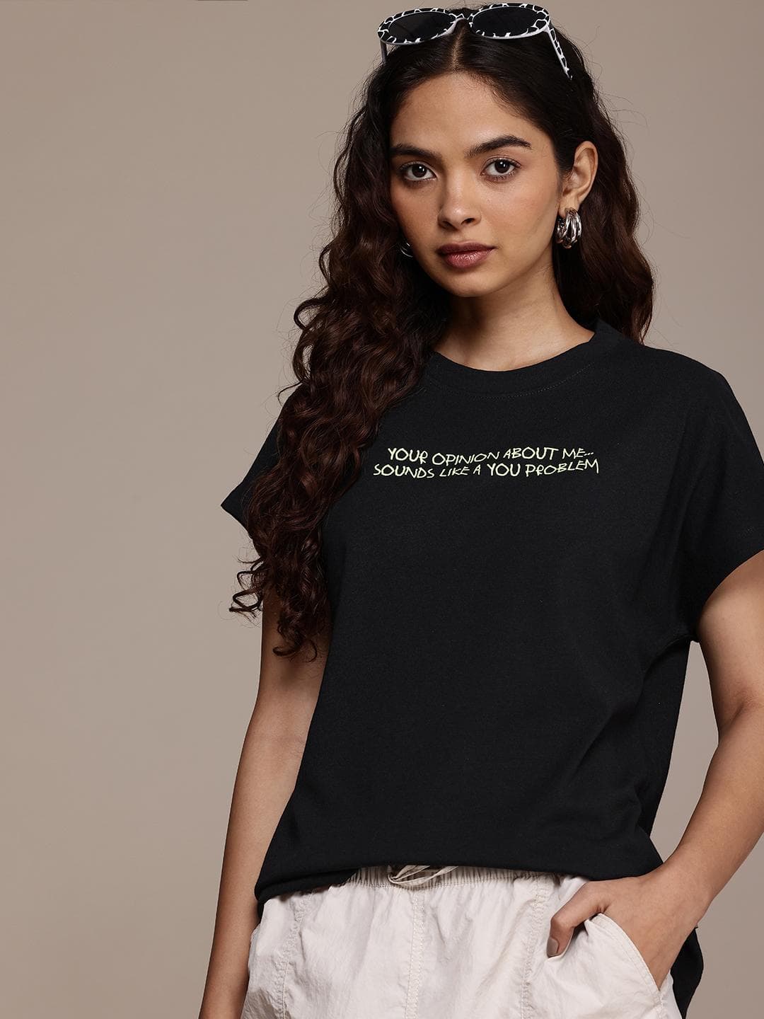 The Roadster Life Co. Typography Printed Extended Sleeves Boxy T-shirt