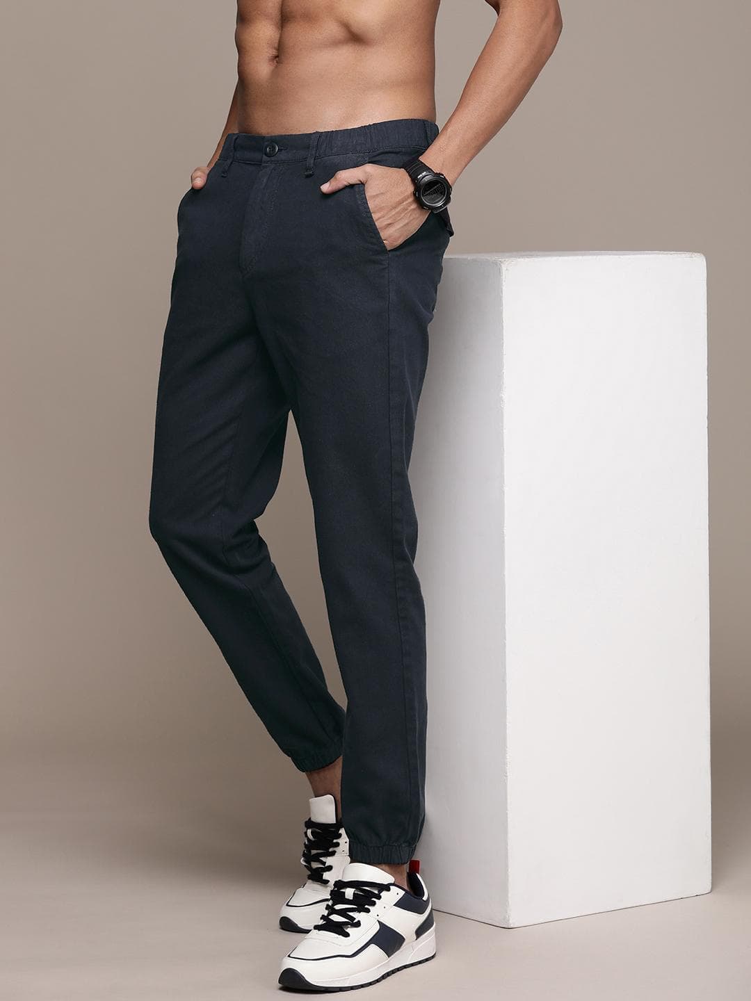 Roadster Men Relaxed Fit Pure Cotton Joggers