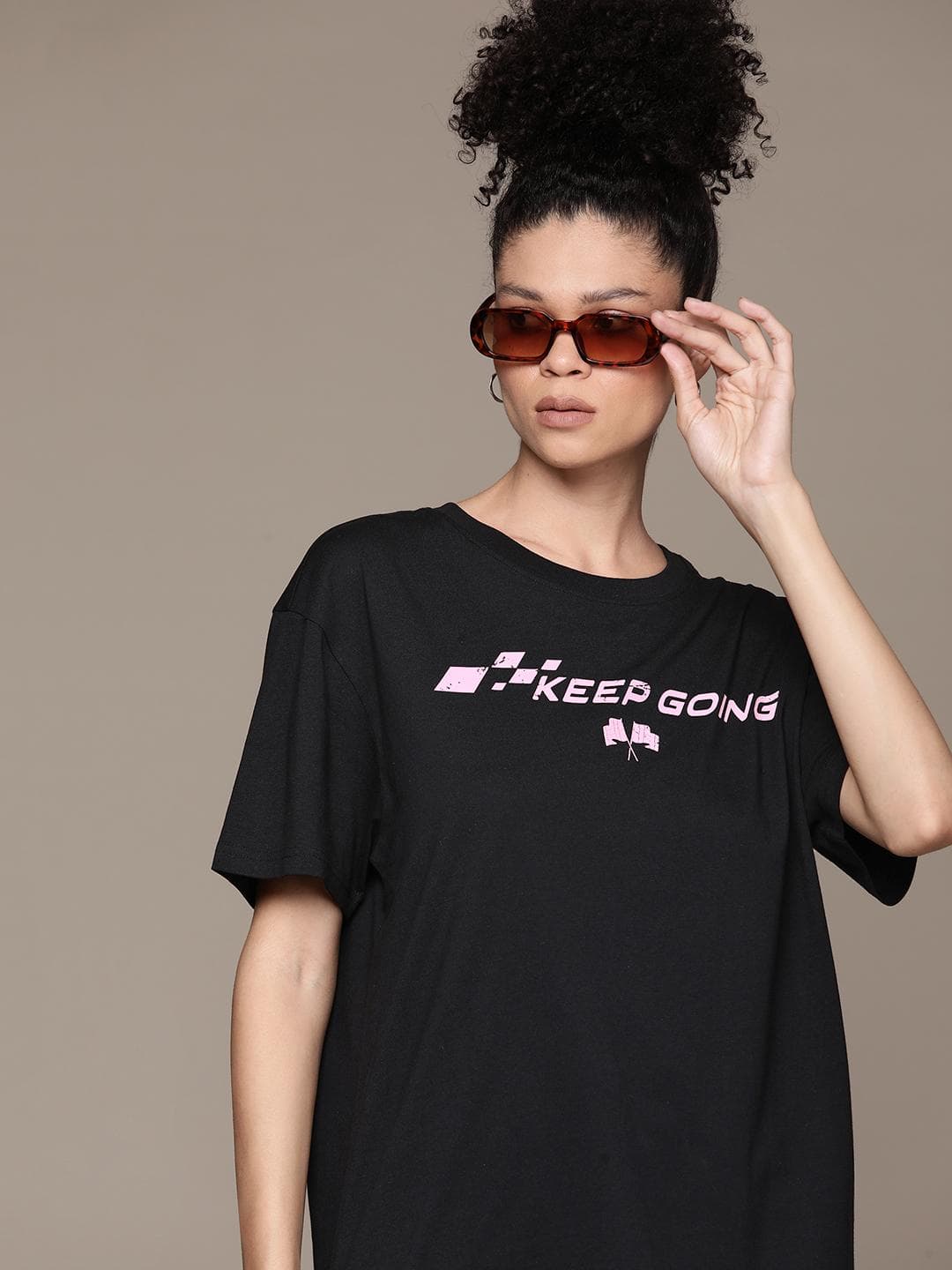 The Roadster Lifestyle Co. Women Printed Pure Cotton Oversized T-shirt