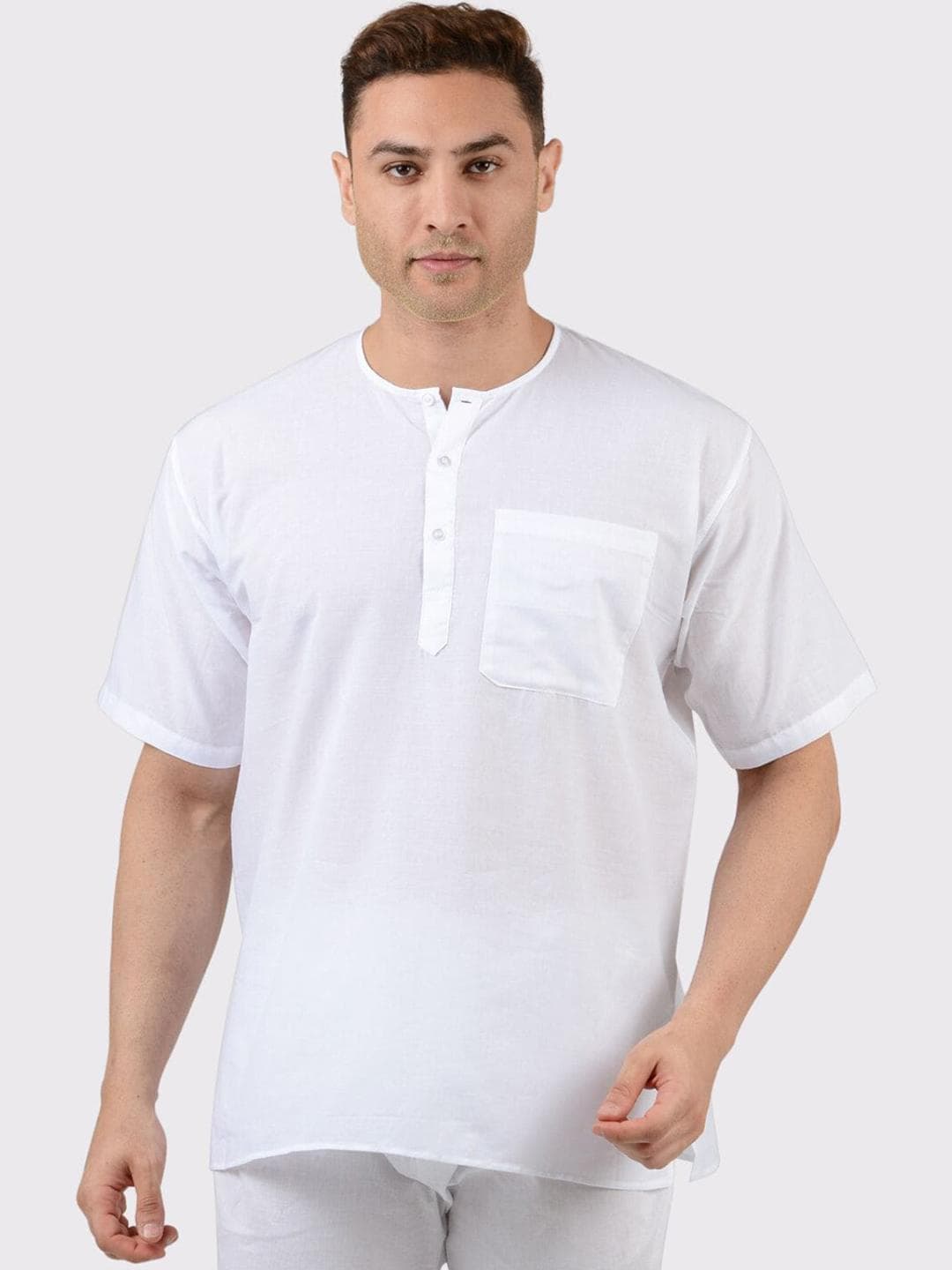 Maharaja Round Neck Short Sleeves Cotton Straight Kurta