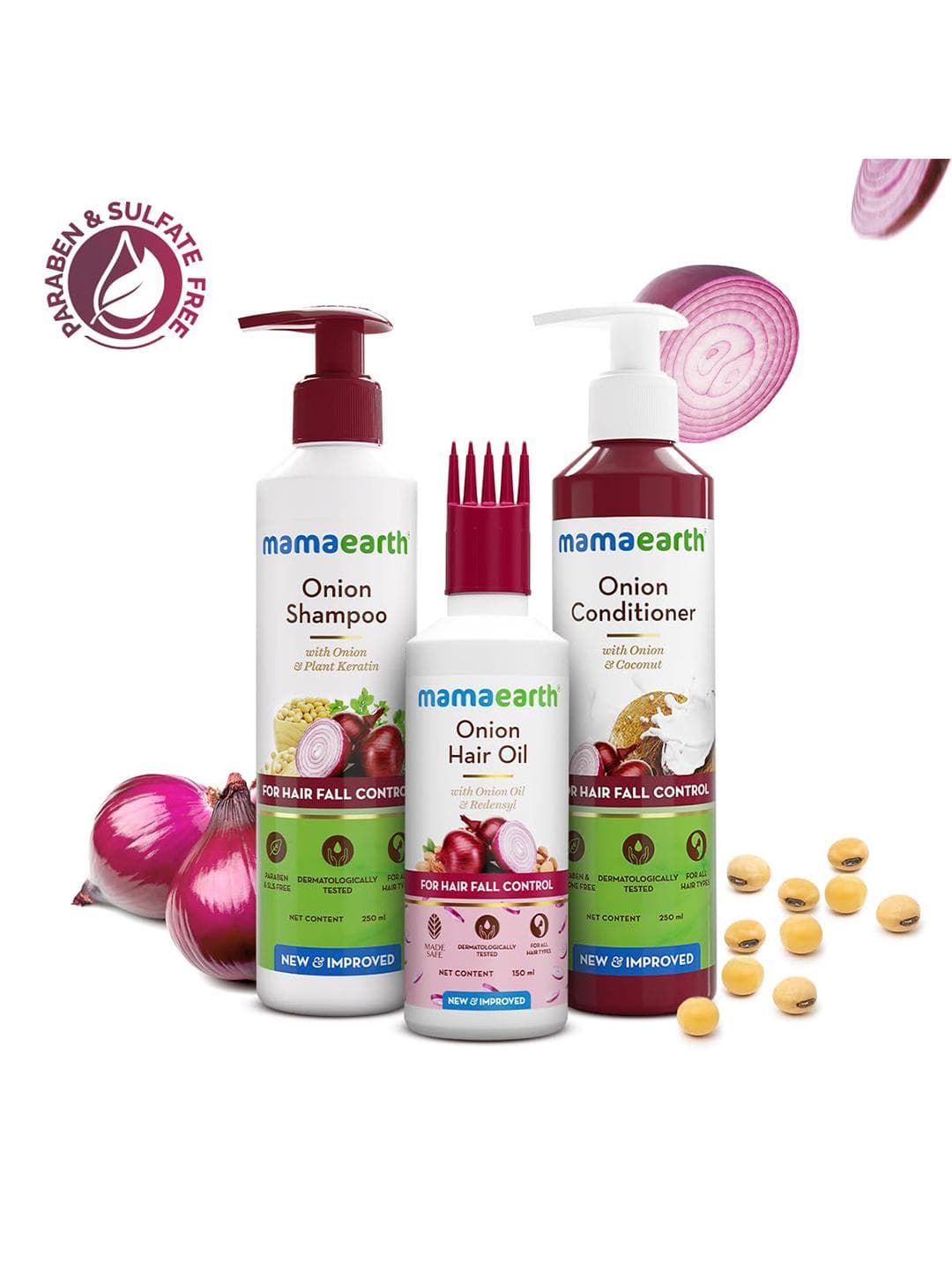 Buy Mamaearth 3Pcs Onion Hair Oil Shampoo & Conditioner Combo 250ml Each - - Personal Care for Unisex