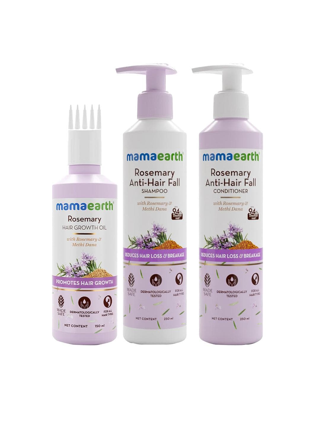 Buy Mamaearth Set Of 3 Rosemary Shampoo & Conditioner 250ml Each Hair Oil 150ml - - Personal Care for Unisex