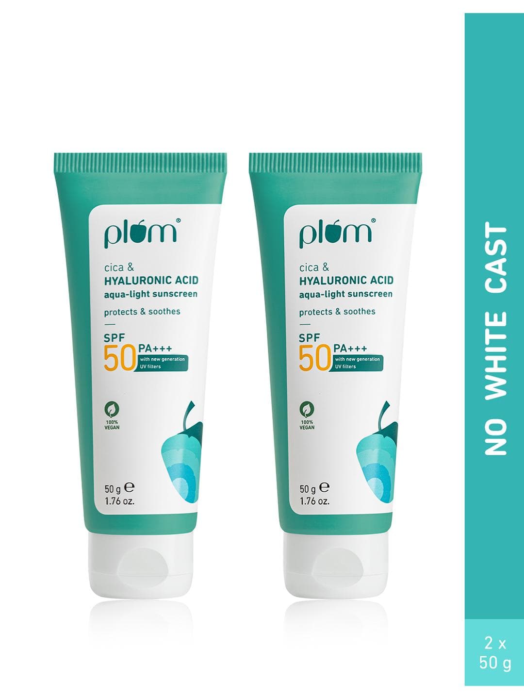 Buy Plum Set Of 2 Cica & Hyaluronic Acid Aqua Light SPF50 PA+++ Sunscreen 50 G Each - - Personal Care for Unisex