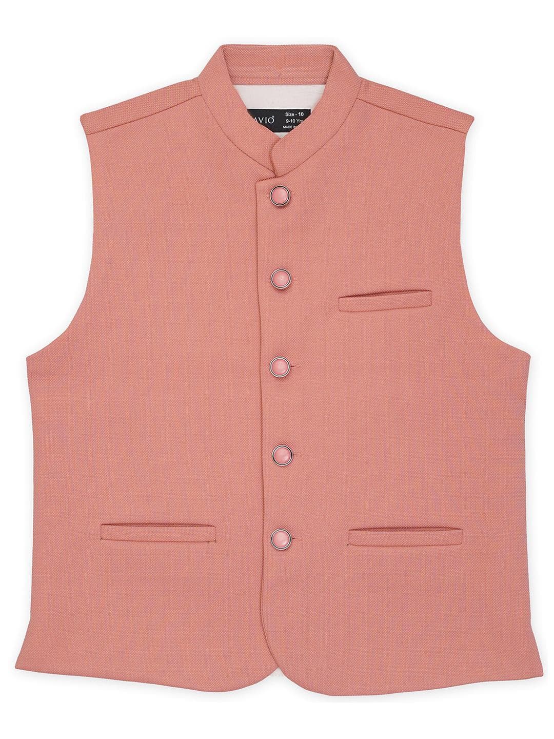 CAVIO Boys Mandarin Collar Sleeveless Pure Cotton Nehru Jackets