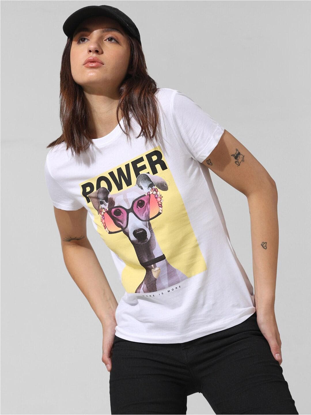 ONLY Graphic Printed Round Neck Pure Cotton T-shirt