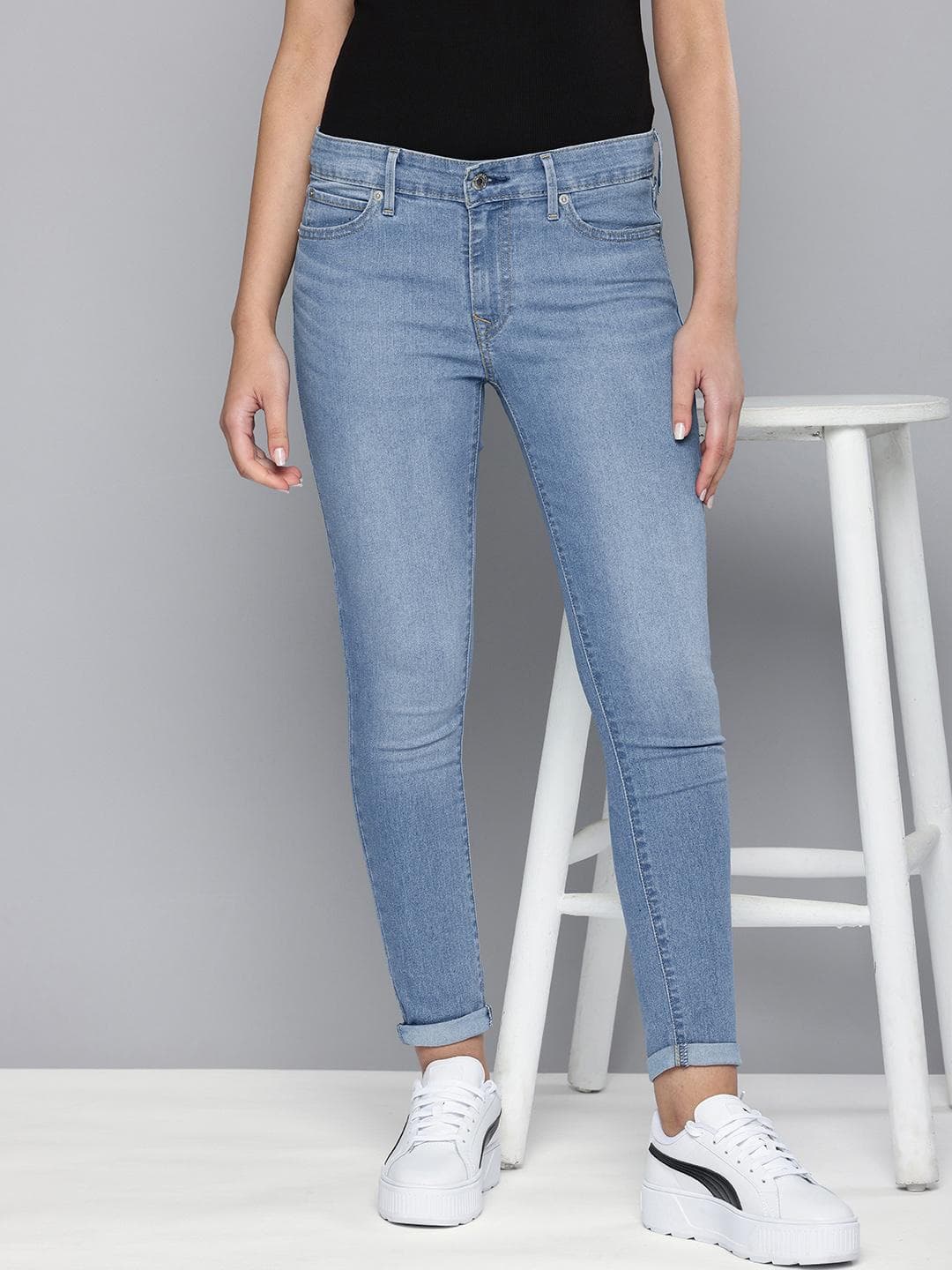 Levis Women's 711 Blue Skinny Fit Mid Rise Jeans