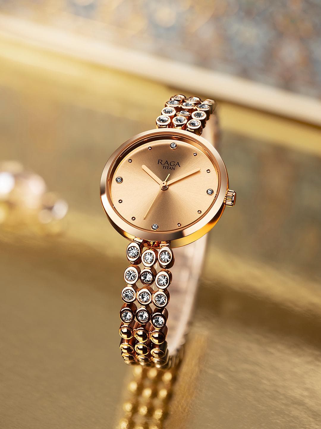 Buy Titan Raga Showstopper Quartz Analog With Rose Gold Dial Watch For Women Nt95262wm01 - - Accessories for Women