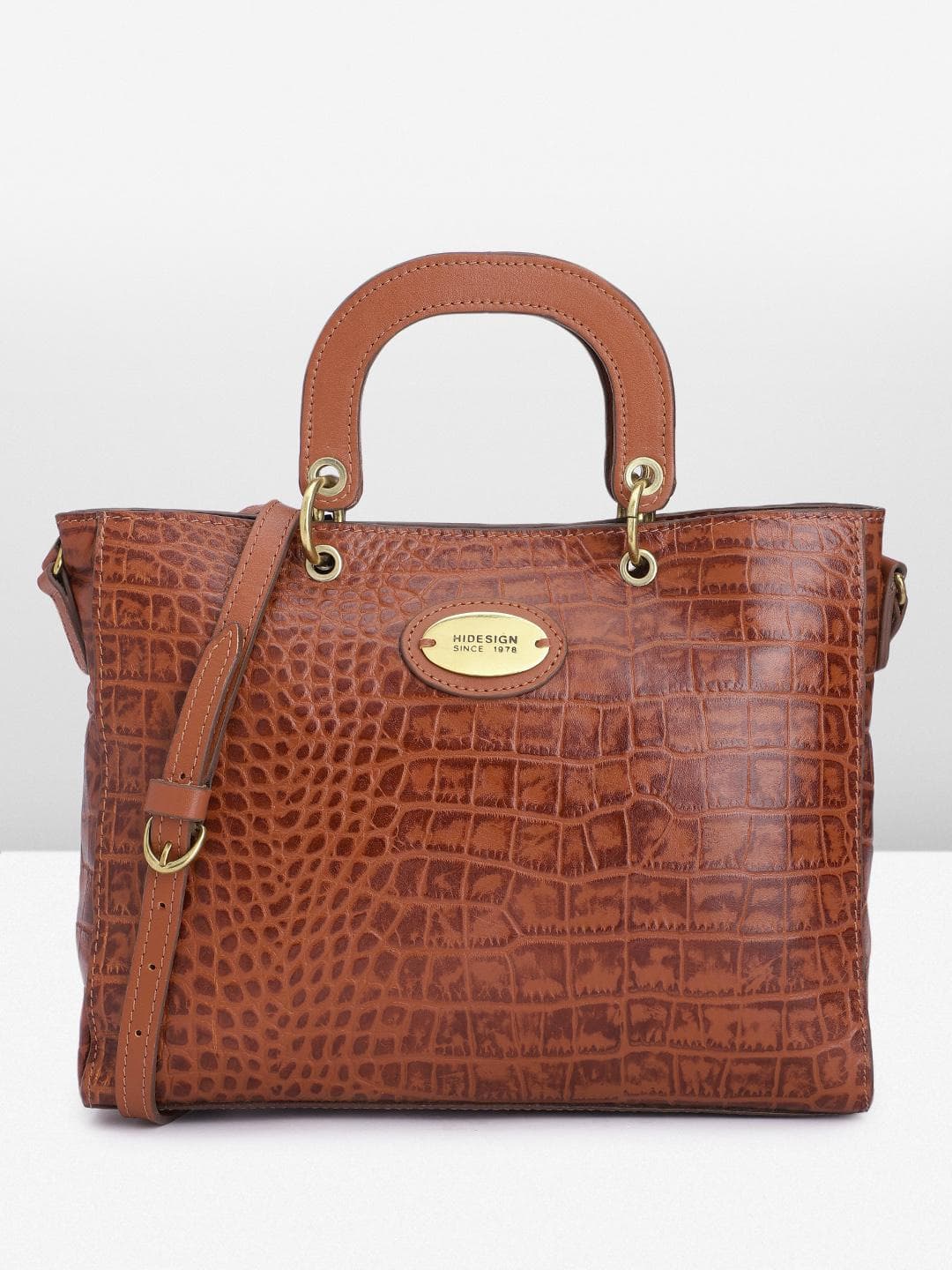 Buy Hidesign Crocodile Textured Leather Structured Handheld Bag - - Accessories for Women